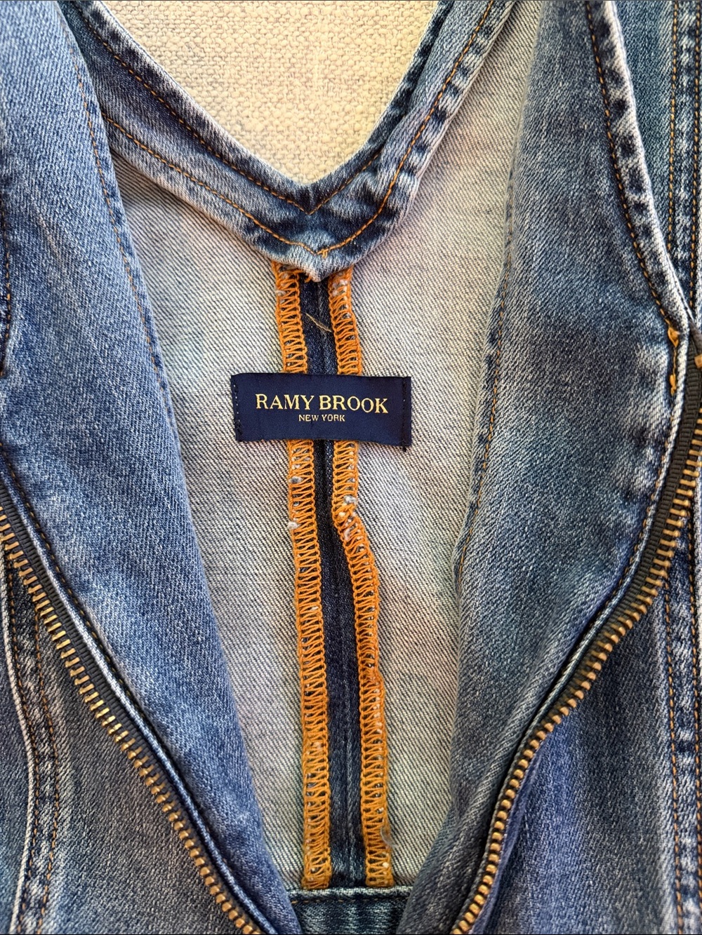 Ramy Brook Blue Denim Jumpsuit with Belt - Picture 2 of 2